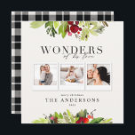 Wonders van zijn liefde multi-fotogeblazen en foli feestdagenkaart<br><div class="desc">Wonders van zijn liefde,  religieuze multi-foto's en waterverf-foliage-vakantiekaart. Verander de achtergrondkleur om de kaart aan te passen.</div>