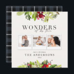 Wonders van zijn liefde multi-fotogeblazen en foli feestdagenkaart<br><div class="desc">Wonders van zijn liefde,  religieuze multi-foto's en waterverf-foliage-vakantiekaart. Verander de achtergrondkleur om de kaart aan te passen.</div>