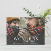 Wonders van zijn liefdesfoto moderne script feestdagenkaart (Staand voorkant)