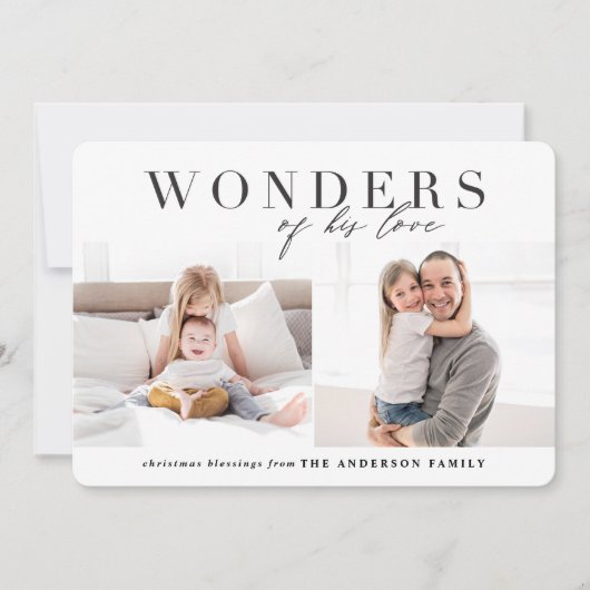 Wonders van zijn liefdeskerst feestdagenkaart (Voorkant)