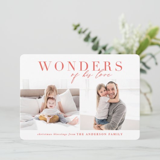 Wonders van zijn liefdeskerst feestdagenkaart (Staand voorkant)