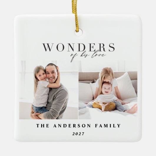 Wonders van zijn liefdeskerst keramisch ornament (Voorkant)