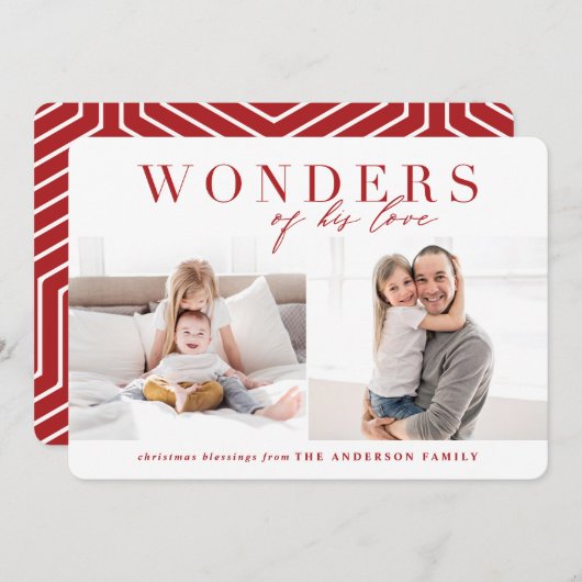 Wonders van zijn liefdeskerstfeest met multifoto's feestdagenkaart (Voorkant / Achterkant)
