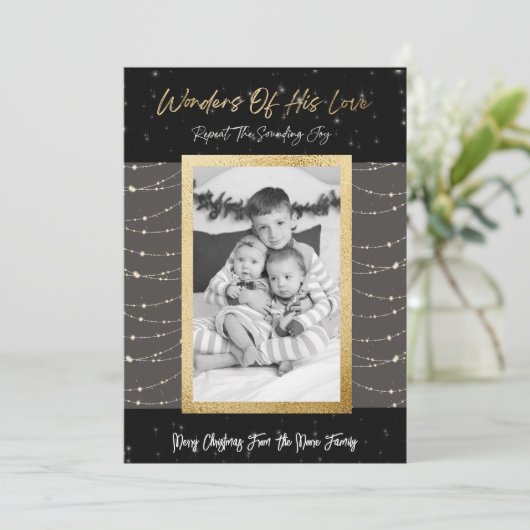 Wonders van zijn liefdeskerstkaart feestdagenkaart (Staand voorkant)