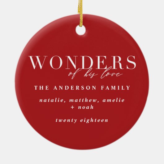 Wonders van zijn liefdeskerstpleister keramisch ornament (Achterkant)