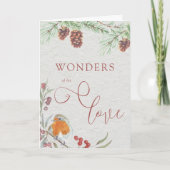 Wonders van zijn liefdeskerstRobin en Pine Cones Feestdagen Kaart (Voorkant)