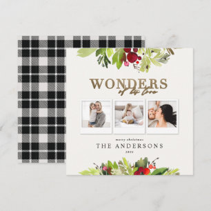 Wonders van zijn liefdesmulti-foto goudfoliage feestdagenkaart