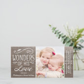Wonders van zijn Love Rustic Wood kerstfoto Feestdagenkaart (Staand voorkant)