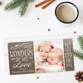 Wonders van zijn Love Rustic Wood kerstfoto Feestdagenkaart