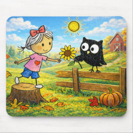 Wonderschappelijk Herfstmeisje en Uil Muismat