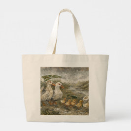 Wonderschone boerderij eend regenachtige ochtend w grote tote bag