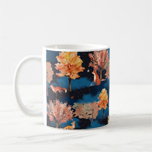 Wonderschone Herfst Vos Nacht Bos Naadloos Patroon Koffiemok