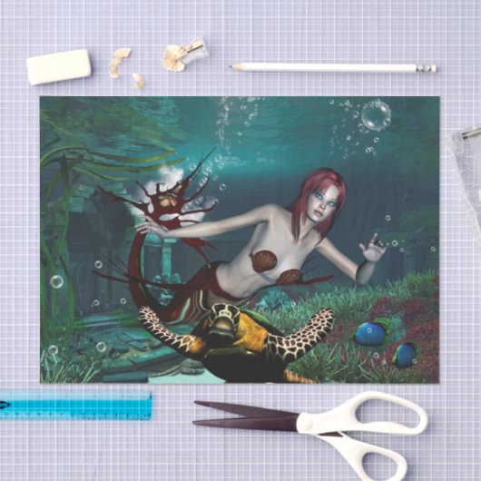 Wonderul mermaid met schildpad tissuepapier (Craft)