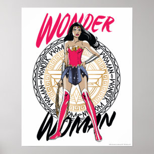 Wondervrouw met Grieks stammenembleem Poster