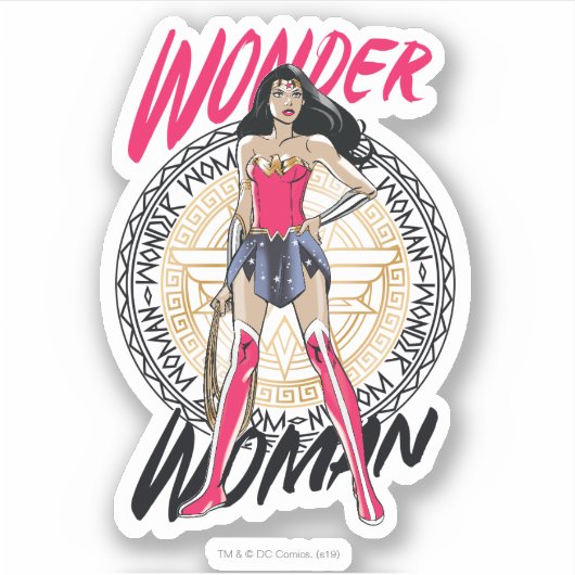 Wondervrouw met Grieks stammenembleem Sticker (Voorkant)