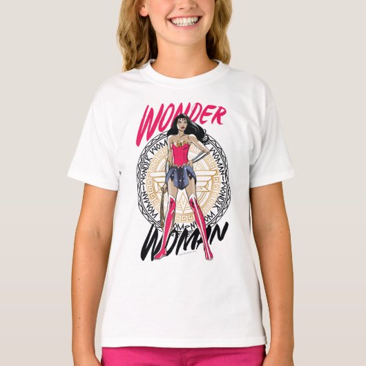 Wondervrouw met Grieks stammenembleem T-shirt (Voorkant)