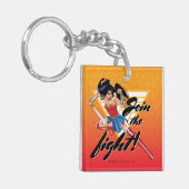 Wondervrouw met zwaard - Doe mee aan de strijd Sleutelhanger (Voorkant Links)