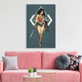 Wondervrouw met zwaardstripkunst canvas afdruk (Insitu (Woonkamer))
