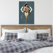 Wondervrouw met zwaardstripkunst canvas afdruk (Insitu (Slaapkamer))