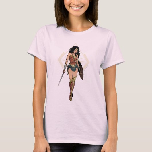 Wondervrouw met zwaardstripkunst t-shirt (Voorkant)