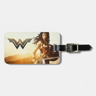 Wondervrouw op zonsondergang bagagelabel