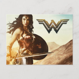 Wondervrouw op zonsondergang briefkaart