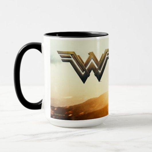 Wondervrouw op zonsondergang mok (Links)