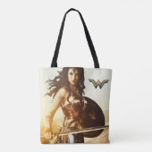 Wondervrouw op zonsondergang tote bag (Achterkant)
