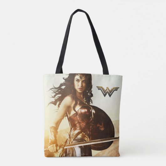 Wondervrouw op zonsondergang tote bag (Achterkant)