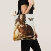 Wondervrouw op zonsondergang tote bag (Dichtbij)