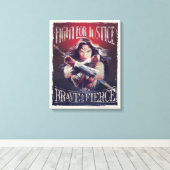 Wondervrouw vecht voor gerechtigheid canvas afdruk (Insitu (Houten vloer))