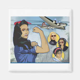 Wondervrouwen in de luchtvaart Pin Magneet