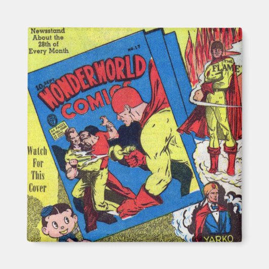 Wonderworld Comics the Flame Superheld Magneet (Voorkant)