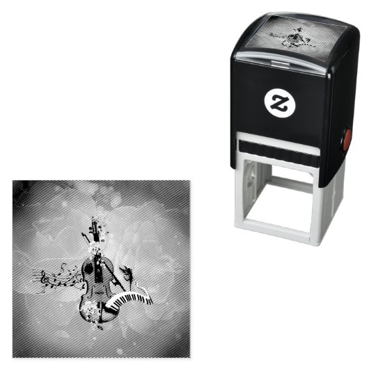 Wondevol viool met piano en bloemen  zelfinktende stempel (In situ)