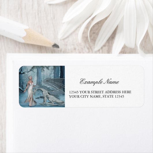 Wondevolle fee met draak etiket (Insitu)