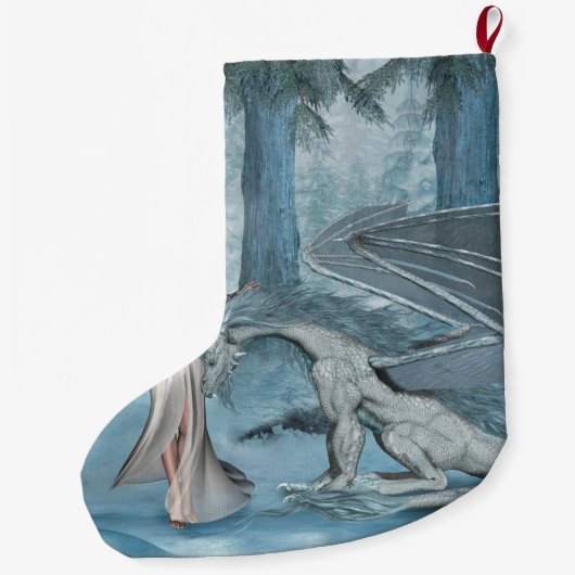 Wondevolle fee met draak grote kerstsok (Achterkant)