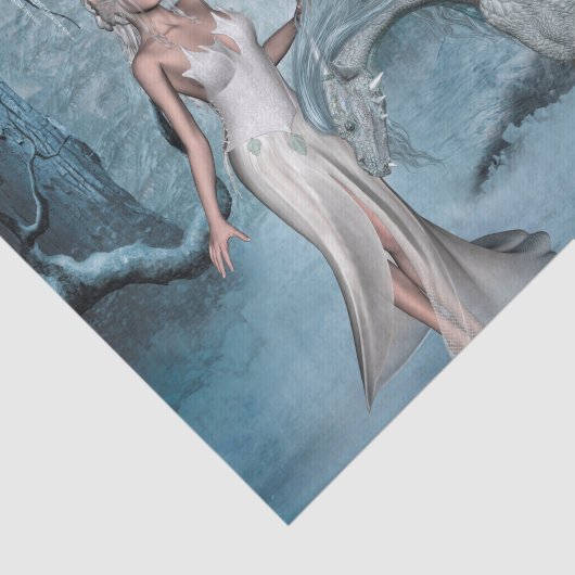 Wondevolle fee met draak tissuepapier (Detail)