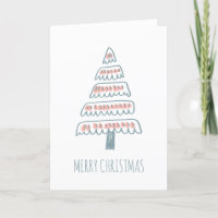 Wondige kerstboom tekening roze en turquoise