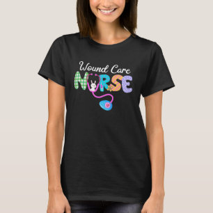 Wondverpleegster geruite liefde stethoscoop verple t-shirt