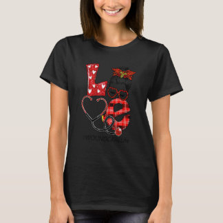 Wondverpleegster geruite luipaard liefde hart romm t-shirt