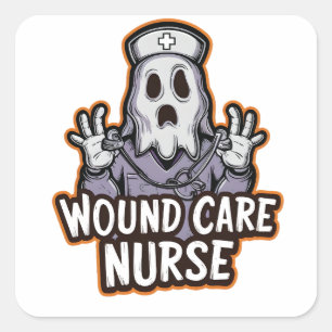 Wondverzorging Nurse Ghoul Ghost Nurse Halloween G Vierkante Sticker