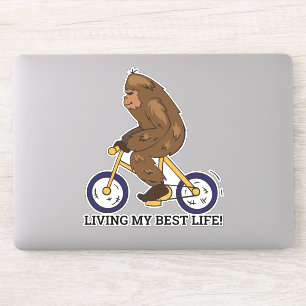 Wonen Mijn Beste Leven Bigfoot op Fiets Sticker