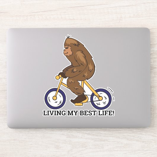 Wonen Mijn Beste Leven Bigfoot op Fiets Sticker (Computer)