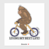 Wonen Mijn Beste Leven Bigfoot op Fiets Sticker (Vel)