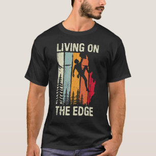 Wonen op de rand klimmen boulderen bergbeklimmer t-shirt