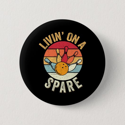 Wonen op een reserve grappig Bowling Team Bowler B Ronde Button 5,7 Cm (Voorkant)