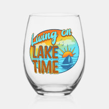 Wonen op Lake Time stengless wijnglas