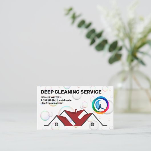 Woning | Squeegee-logo | Schoonmaken Visitekaartje (Staand voorkant)