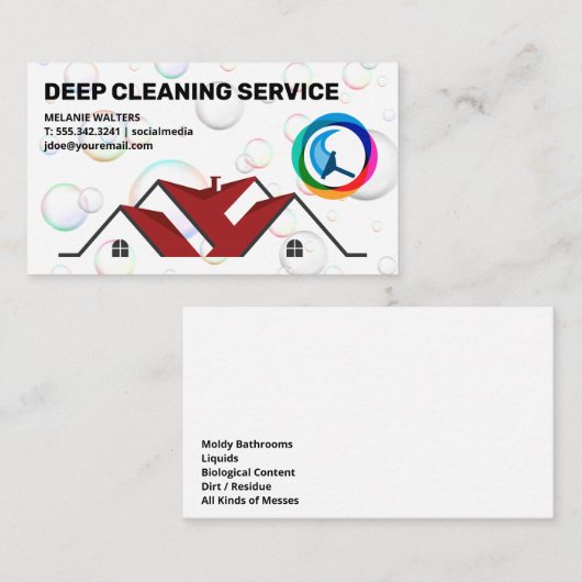 Woning | Squeegee-logo | Schoonmaken Visitekaartje (Voorkant / Achterkant)