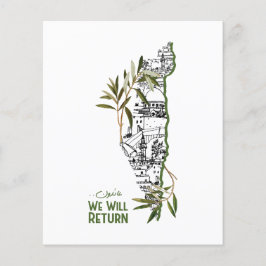 Woningen binnen de kaart, omarmd door olijftakken